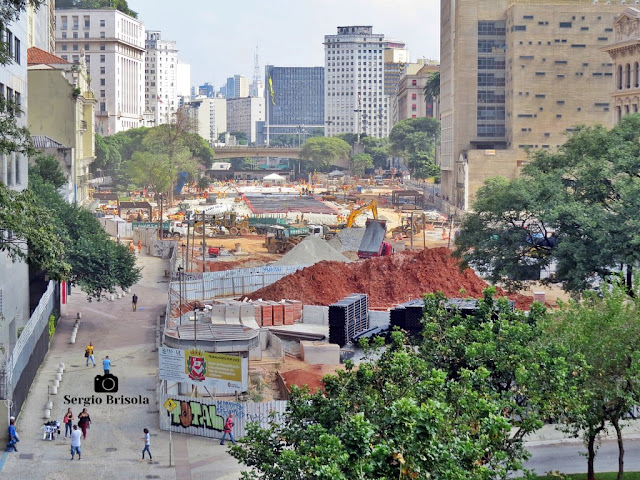 Vista ampla do Vale do Anhangabaú em obras - Abril de 2020 - Centro - São Paulo