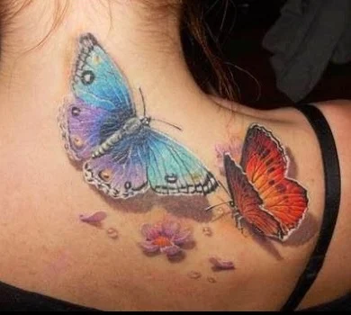 Beautiful 3D flying Butterfly Tattoo design