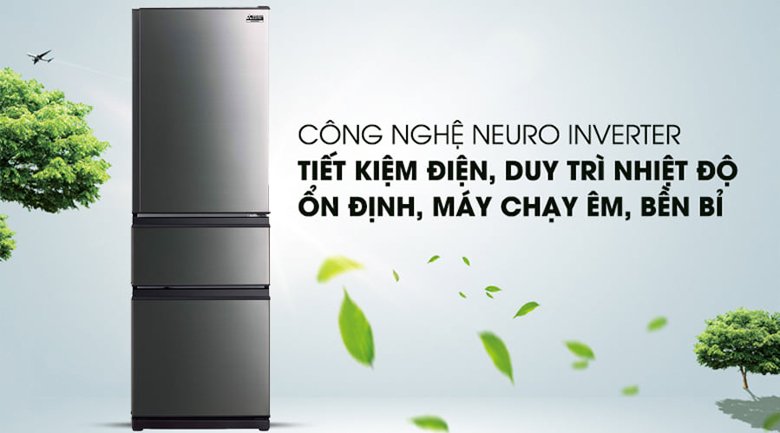 Tủ lạnh Mitsubishi MR-CX41ER-BST 330 lít 3 cửa Inverter