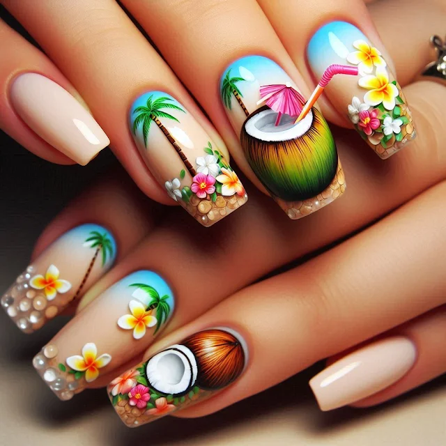Coconut drink nails.