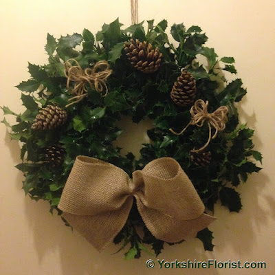  Naturally decorated real holly wreath