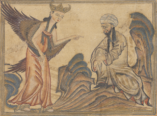Muhammed ve Cebrail, Câmi'ut-Tevârîh'te yer alan bir minyatür, 1307