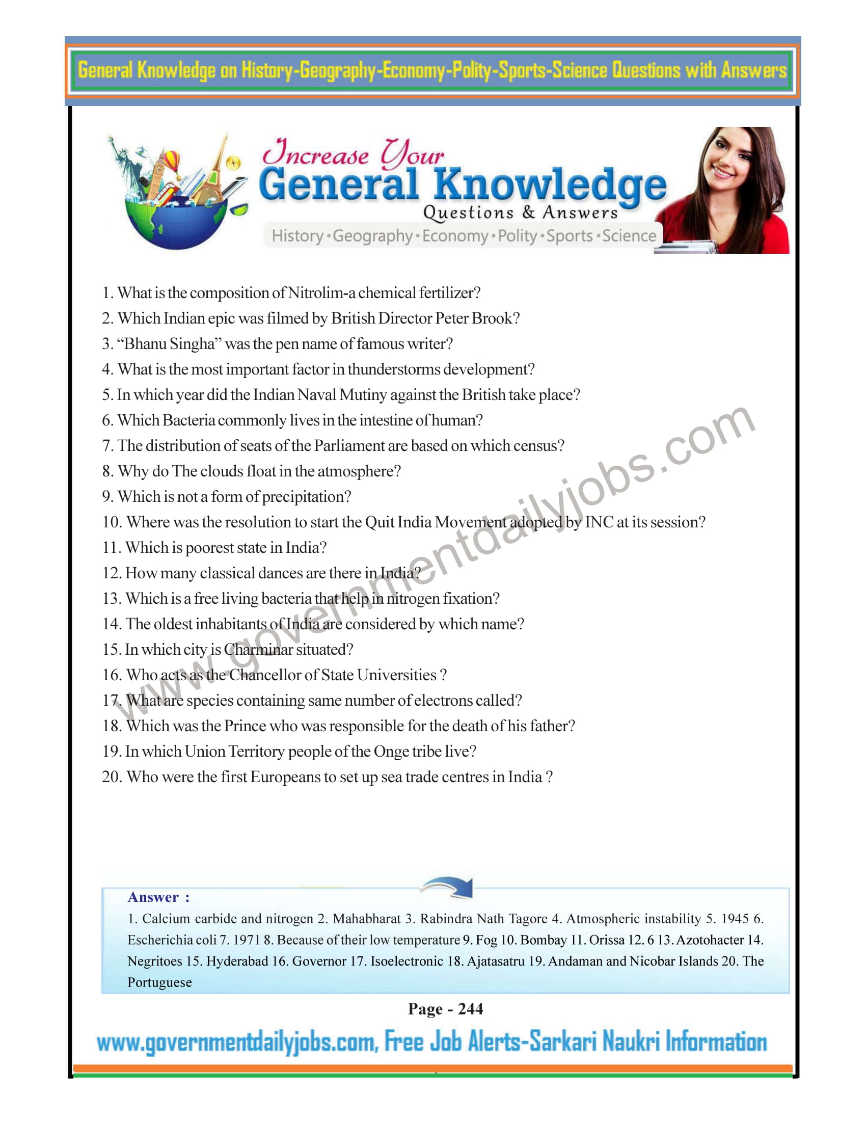 Click here for more General Awareness Questions with Answers