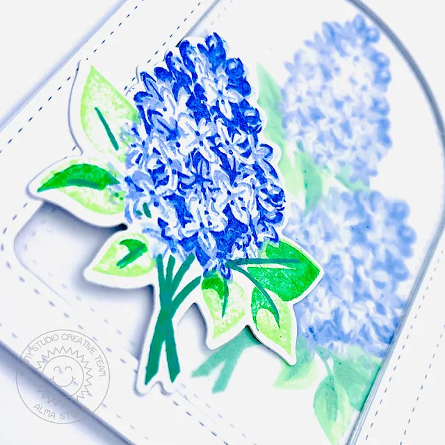 Sunny Studio Stamps: Lovely Lilacs Floral Card by Alma Störk (featuring Stitched Arch Dies)