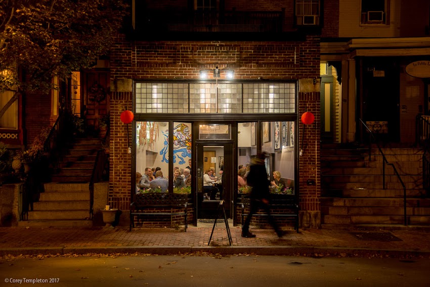 Portland, Maine USA October 2017 photo by Corey Templeton Dinner time at Bao Bao Dumpling House on Spring Street.