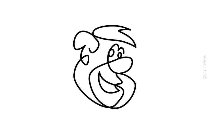 04-Fred-Flintstone-One-Line-Art-Loooop-www-designstack-co