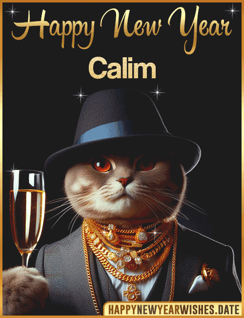Happy New Year Cat Funny Gif Calim