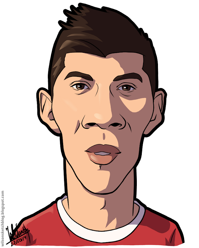 Cartoon caricature of Enzo Pérez.