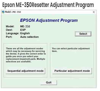 Epson ME-350 Resetter Adjustment Program Tool Free Download