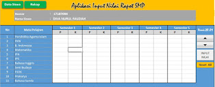 Aplikasi Excel Input Nilai Rapot SMP Versi 20.01 Vba