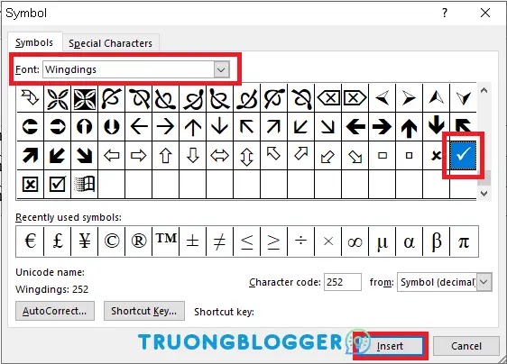 Cách chèn dấu tích vào trong Word