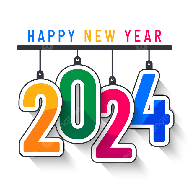 Colorful Happy New Year 2024  Text