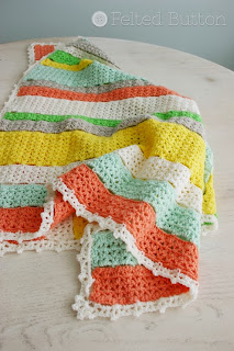 Citrus Stripe Blanket Free Crochet Pattern by Susan Carlson of Felted Button