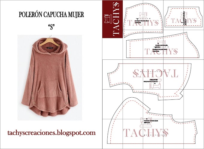 VESTIDO POLERÓN CON CAPUCHA / HOODED OVERCOAT: PATRÓN PDF IMPRIMIBLE GRATIS  | TACHYS