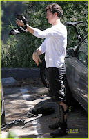 Orlando Bloom Bikes with a friend