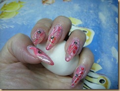 pink nail art