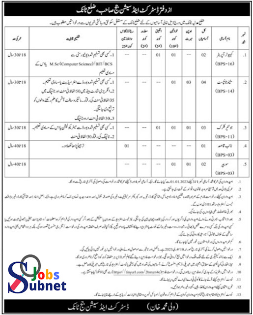 District and Session Court Jobs 2023 Application Form