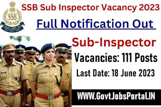 SSB Sub Inspector Recruitment 2023: Govt Jobs for 111 SI Posts