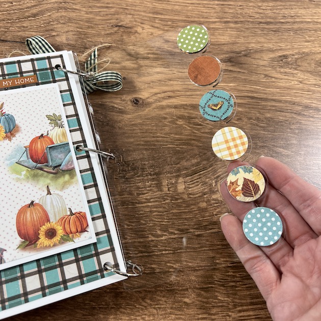 Fall Acrylic Scrapbook Album with scalloped edge and pumpkins