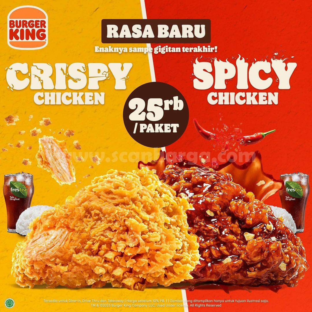 Promo BURGER KING CRISPY & SPICY CHICKEN - Rasa Baru Harga 25RB /Paket