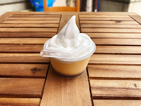 江戸川区一之江のテイクアウトカフェGREEN MANBOU CAFEのソフトクリームプリン