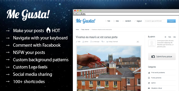 Me Gusta!  User-driven Content Sharing Theme - Blog / Magazine WordPress