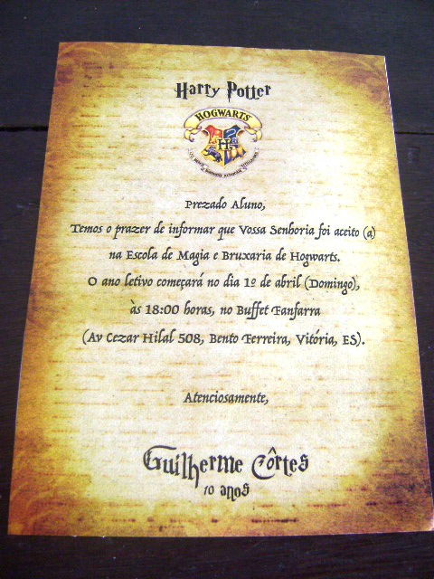 Officina das Meninas: Festa HARRY POTTER - Guilherme 10 