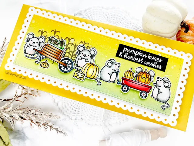 Sunny Studio Stamps: Harvest Mice Slimline Dies Fancy Frames Dies Fall Themed Cards by Caly Person