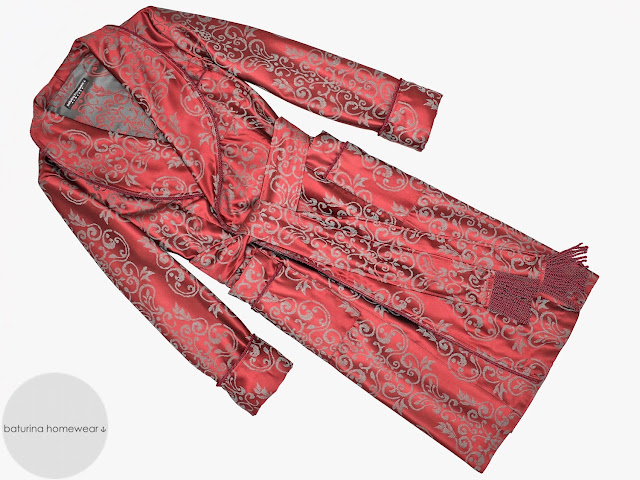 mens red paisley dressing gown cotton robe smoking jacket burgundy