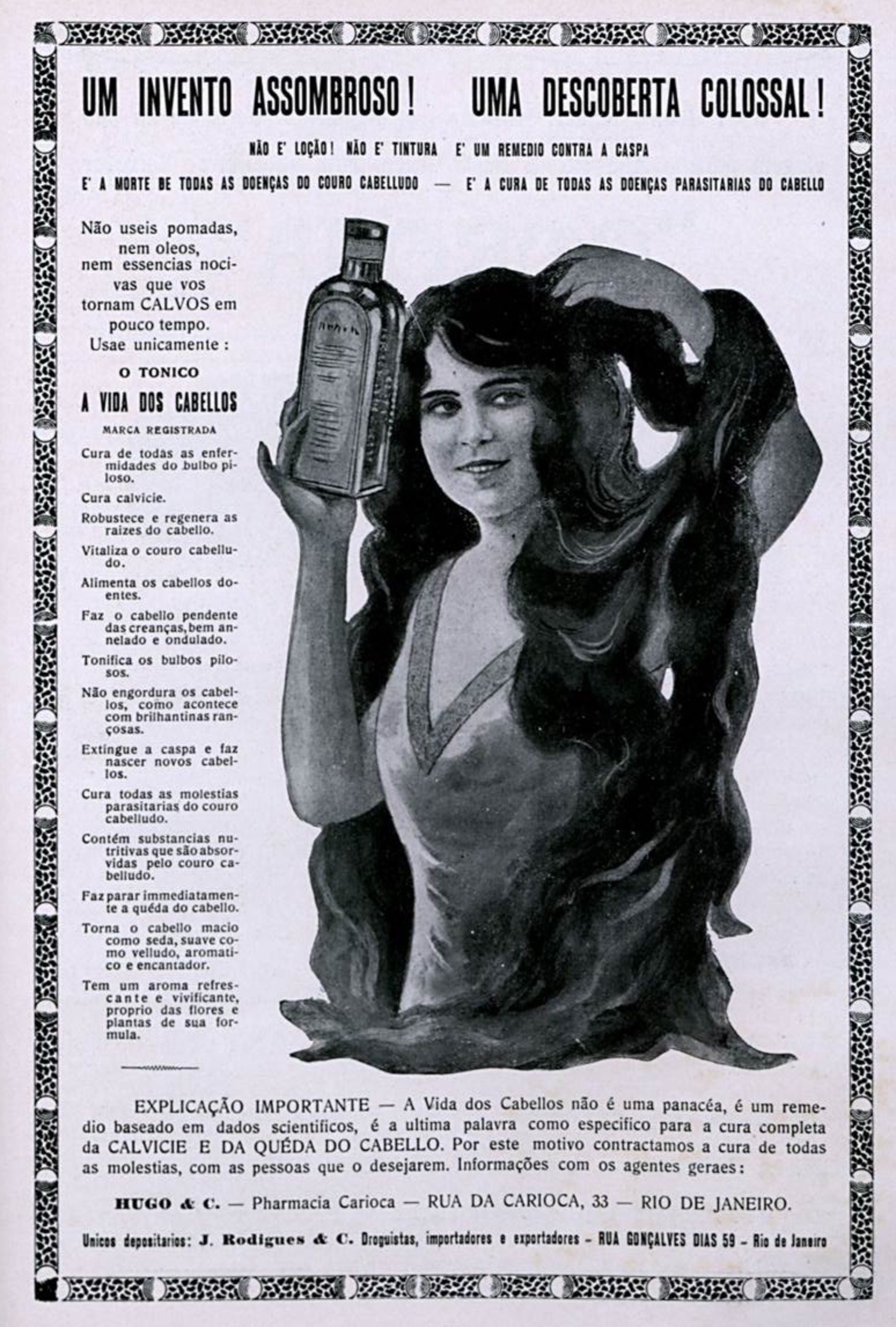 Campanha promovia os benefícios de tônico capilar no ano de 1913