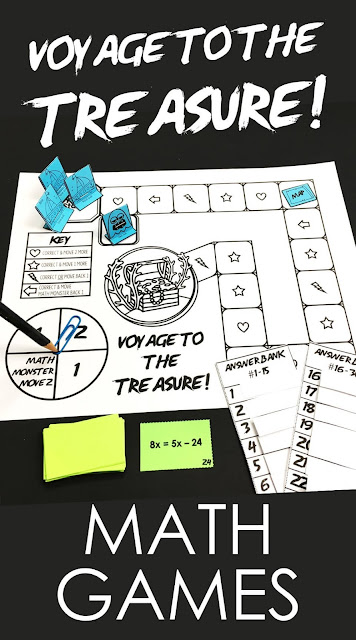 Are you looking for a fun math review game that students can play to review what they have learned in class? Voyage to the Treasure! collaborative math review games get students working together to beat the Math Monster to the treasure! The directions are easy in this low-prep math game. Voyage to the Treasure! works great as a math review, a day when students have a sub or as a math center.