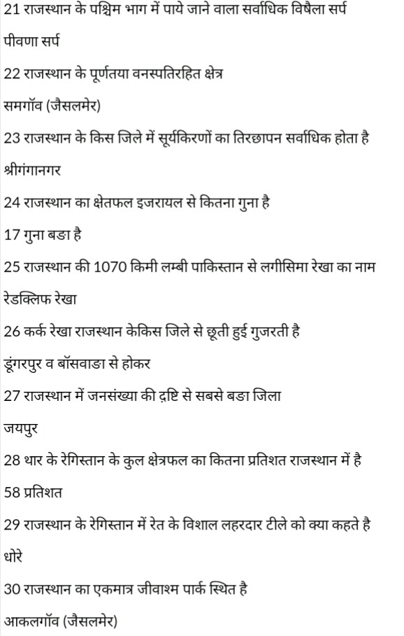 Rajasthan static gk notes in Hindi no.28