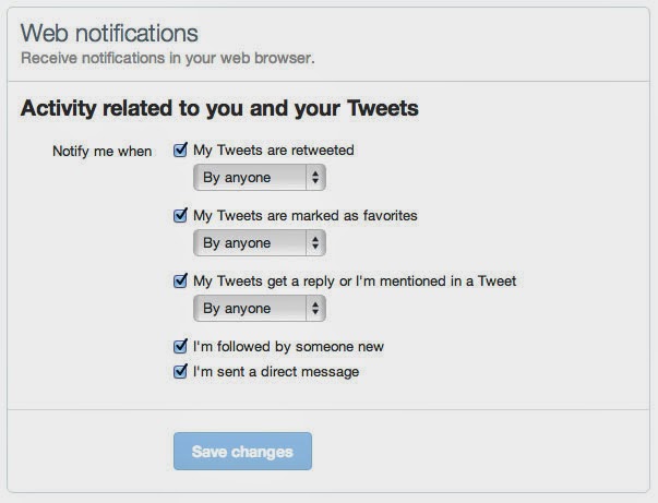 Twitter Web Notification Settings