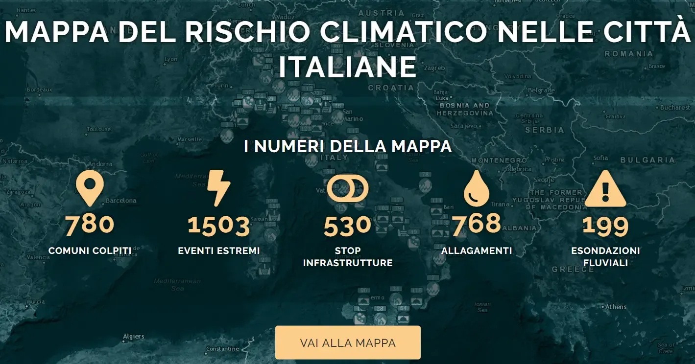 Mappa del rischio climatico nelle città italiane