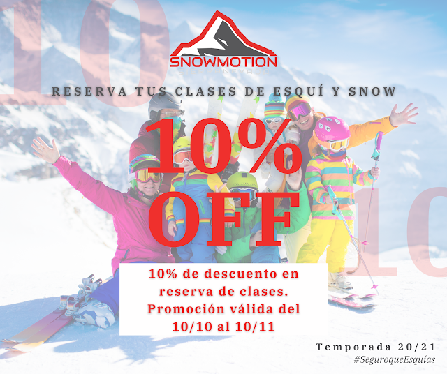  ¡Reserva tus clases de esquí o snowboard antes del 10 de noviembre y ahórrate el 10% con Snowmotion!