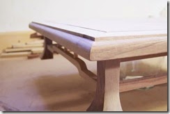 detalle de la esquina de la mesa terminada