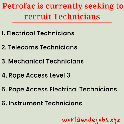 Petrofac is currently seeking to recruit Technicians