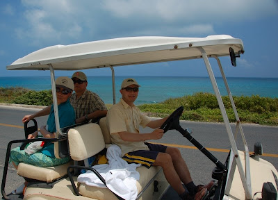 Driving golf car on the east coast of Isla Mujeres