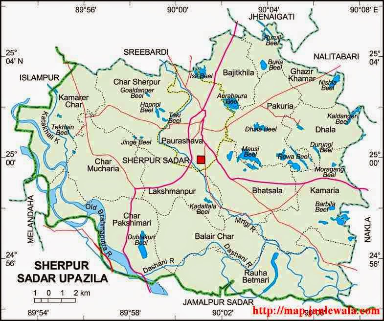sherpur sadar upazila map of bangladesh