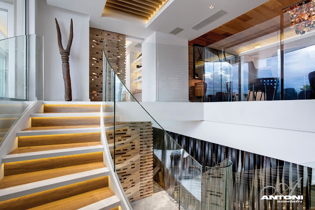 Picture of modern wood and glass staircase