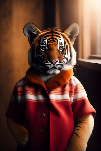 Tiger In Red Fur Jacket Ai Generated HD Iphone Wallpaper