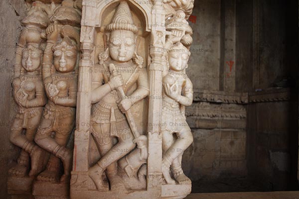 One of the archeologically important sculptures of the ruins of Bhangarh