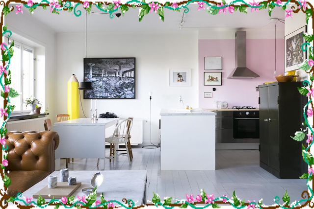 9 :فقط أحد الجدران الوردية. 10 ديكورات مطابخ مع اثاث المطبخ ونصائح لمساعدتك على تصميم مطبخك