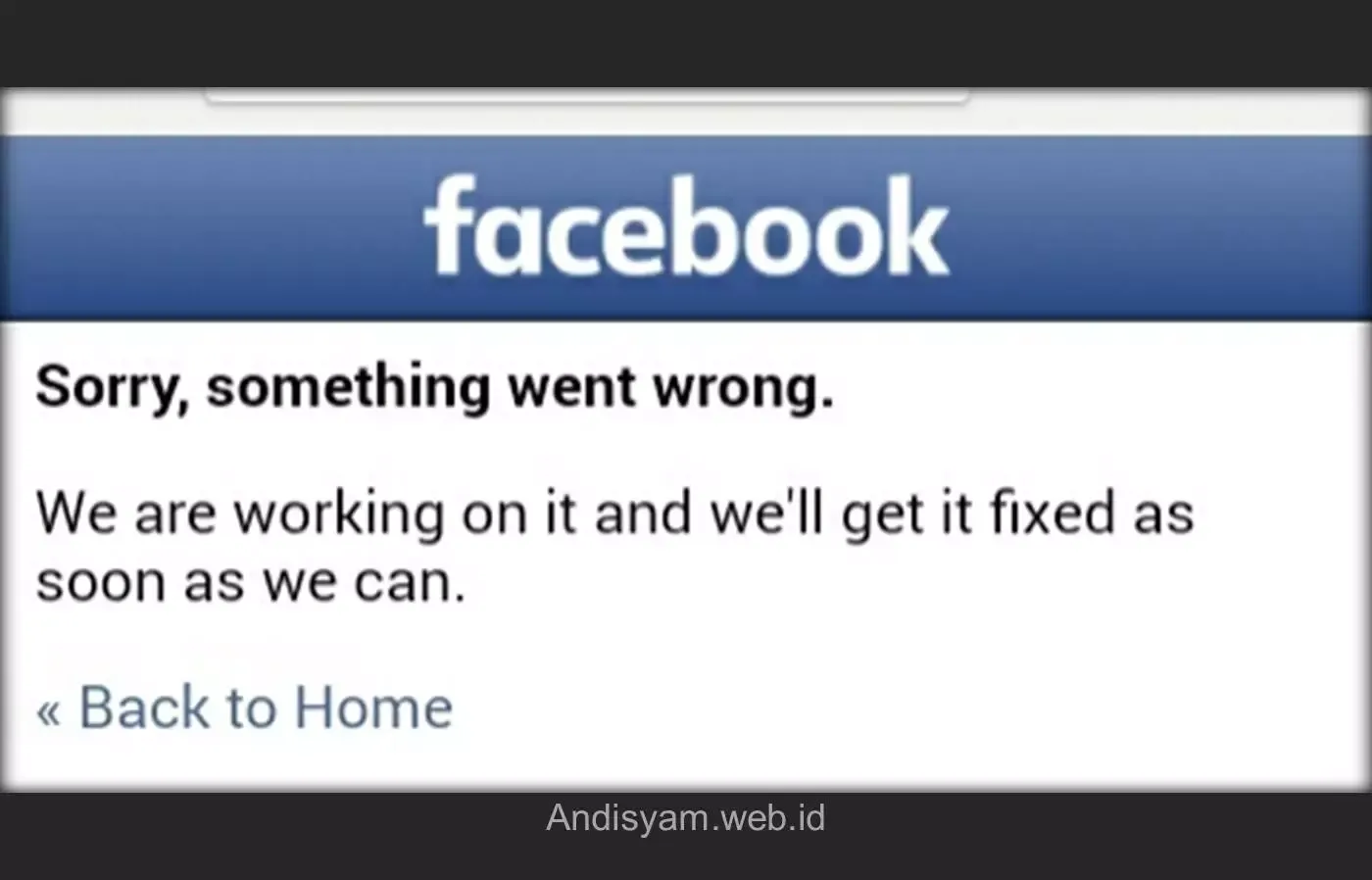 Error Facebook Sorry something went wrong