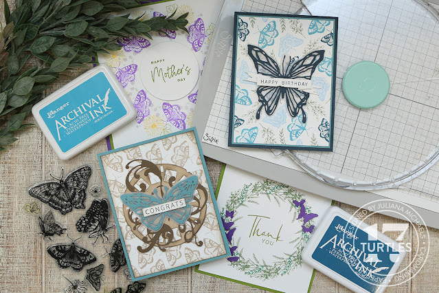 Custom Wreath Designs and Repeat Patterns with Sizzix Stamp and Spin Tool - Cards created by Juliana Michaels