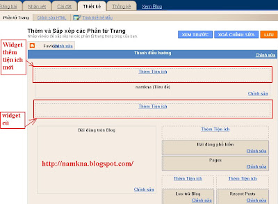 Tạo khung "Thêm tiện ích" (Thêm Widget) cho phần Header (đầu Blogspot) - by: http://namkna.blogspot.com/