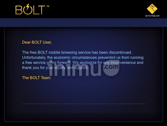 Aplikasi browser mobile Bolt Browser discontinued