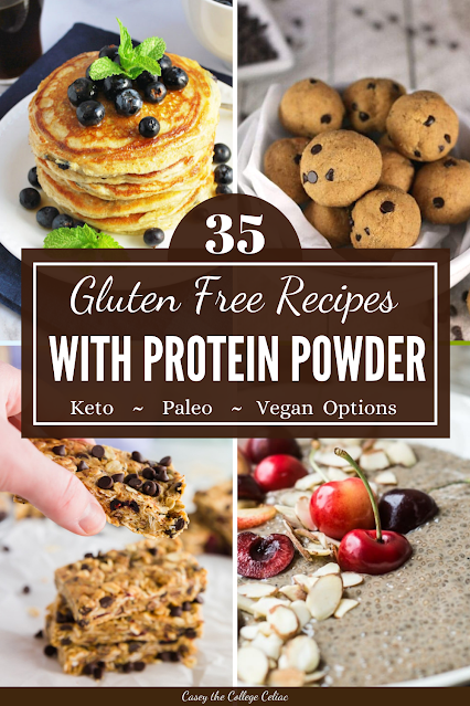 Want to increase the protein in your diet? Here are 35 #glutenfree breakfast & dinner recipes using protein powder. #Vegan, #keto & #paleo options!