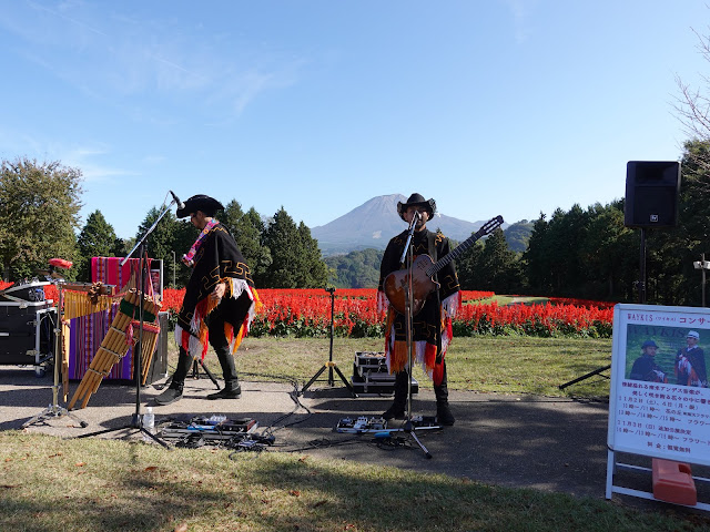 とっとり花回廊の花の丘でのWAYKISの演奏風景