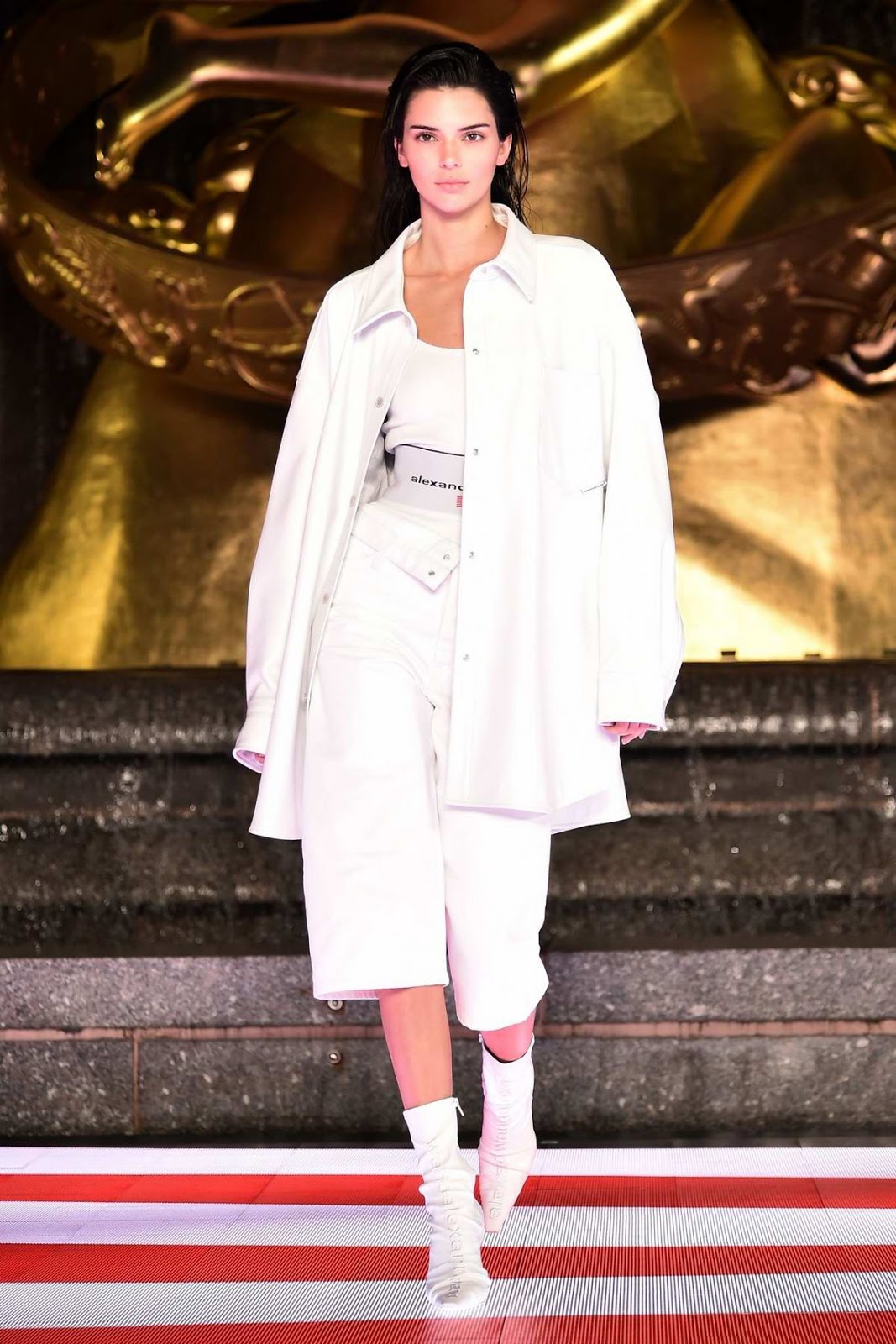 Kendall Jenner walks the runway during the Alexander Wang Collection 1 Fashion Show at Rockefeller Center in New York City